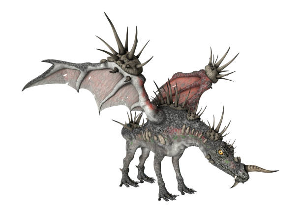 istock 3D rendering fantasy spiky dragon on white 852023974