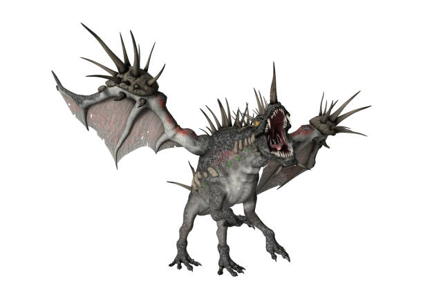 istock 3D rendering fantasy spiky dragon on white 852024004