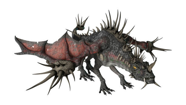 istock 3D rendering fantasy spiky dragon on white 852024036