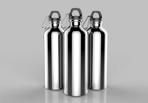 istock Aluminium silver metal shiny sipper bottle for mock up and template design. 852024144