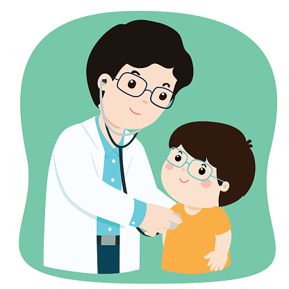 Little Boy On Medical Check Up With Male Pediatrician Doctor Cartoon Vector  Stock Illustration - Download Image Now - iStock