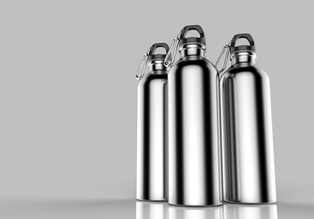 istock Aluminium silver metal shiny sipper bottle for mock up and template design. 852024594