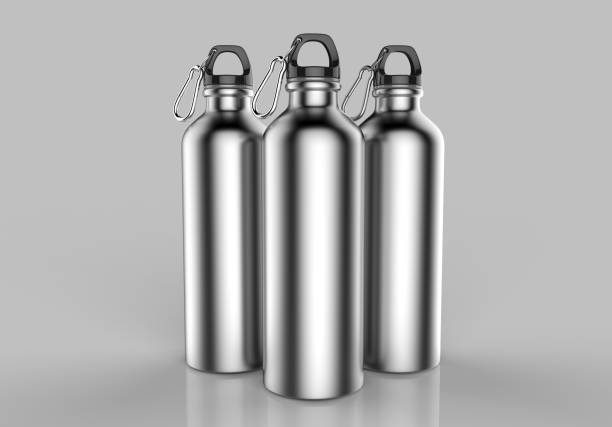 istock Aluminium silver brushed metal shiny sipper bottle for mock up and template design. 852024616