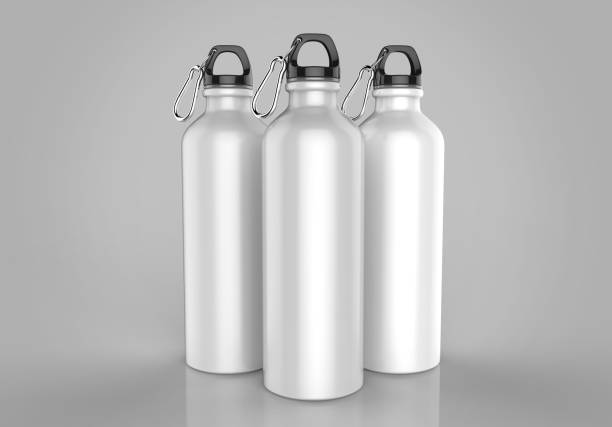 White Aluminium metal shiny sipper bottle for mock up and template design.