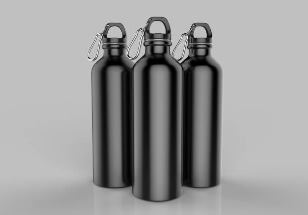 istock Aluminium black silver metal shiny sipper bottle for mock up and template design. 852026014
