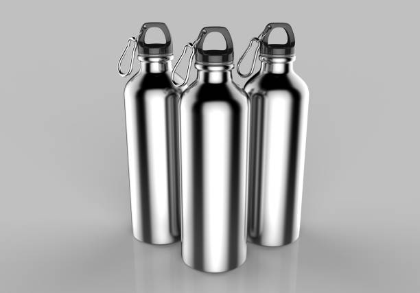 istock Aluminium silver metal shiny sipper bottle for mock up and template design. 852026020