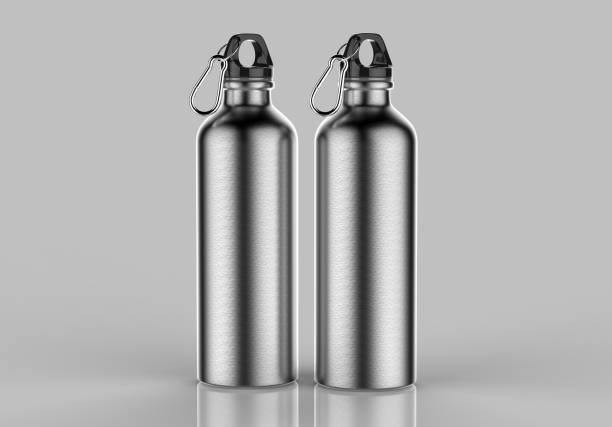 istock Aluminium silver brushed metal shiny sipper bottle for mock up and template design. 852026144