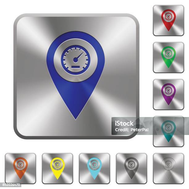 Speedcam Gps Map Location Rounded Square Steel Buttons Stock ...