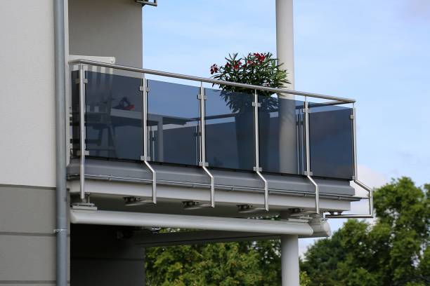 istock Balcony railing with glass and stainless steel 852028530