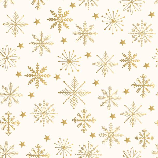 illustrazioni stock, clip art, cartoni animati e icone di tendenza di motivo fiocco di neve dorato. illustrazione vettoriale. - textured gold paper backgrounds