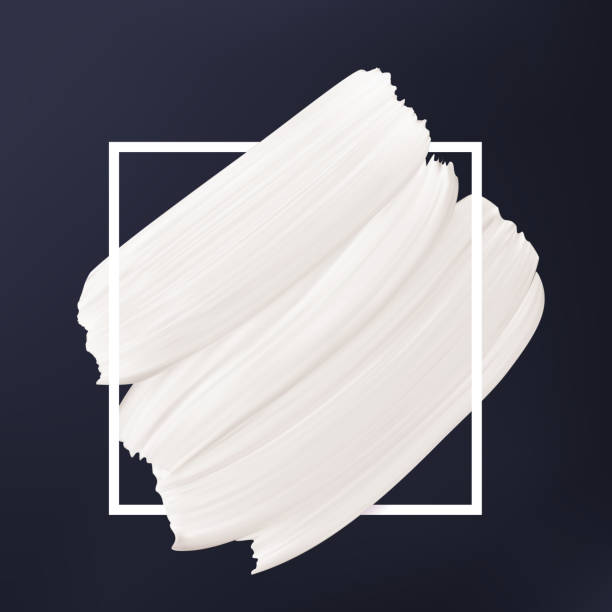 ilustrações de stock, clip art, desenhos animados e ícones de black and white abstract background. white vector smear in frame. liquid texture logo template. - make up brush