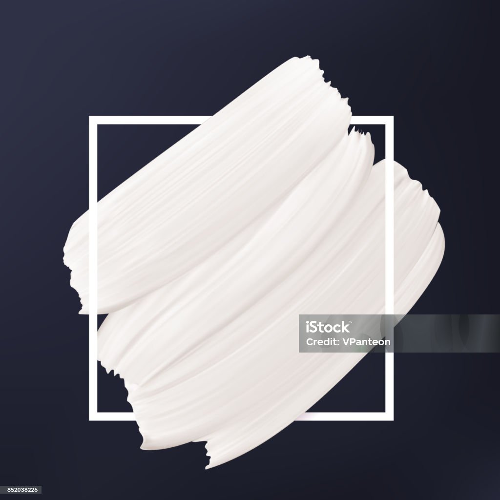 Black and white abstract background. White vector smear in frame. Liquid texture Logo template. White Color stock vector