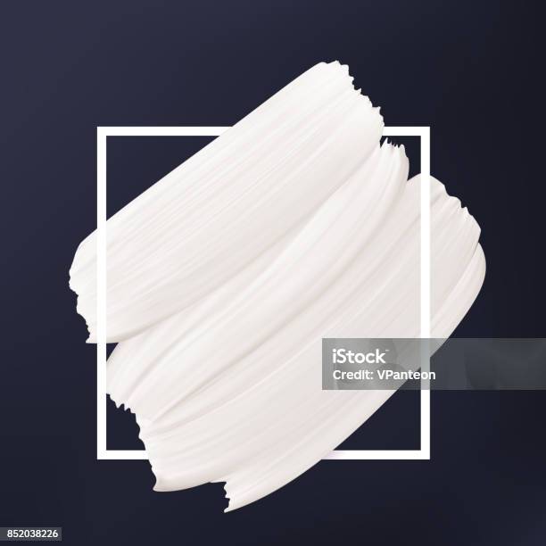 Black And White Abstract Background White Vector Smear In Frame Liquid Texture Logo Template Stock Illustration - Download Image Now