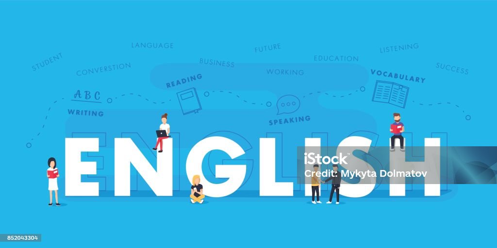 English word for education with icons flat design. Vector polyglot typographical wordcloud with mutiple words English word for education with icons flat design. Vector polyglot typographical wordcloud with mutiple words pertaining to language, study, dialogue and translation, in different sized fonts and different orientations English Language stock vector