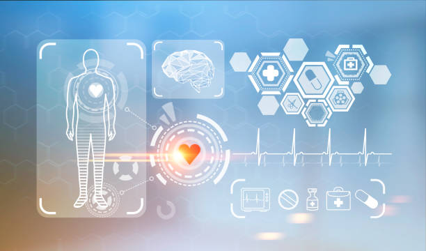 istock Medical icons and HUD, blurred background 852047360