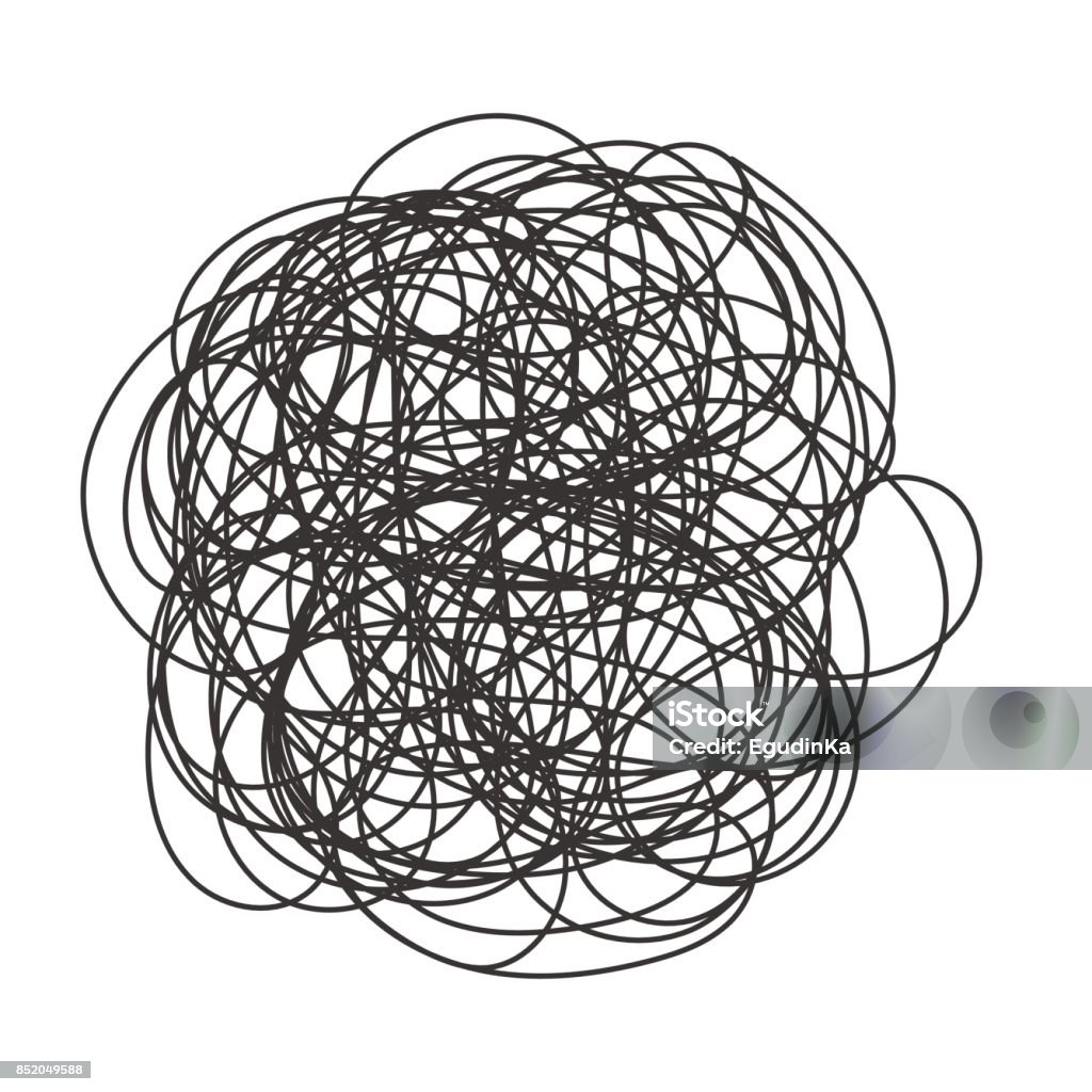 Abstract scribble chaos pattern Abstract scribble, chaos doodle pattern. Hand drawn scrawl sketch. Vector illustration Isolated on white background Circle stock vector