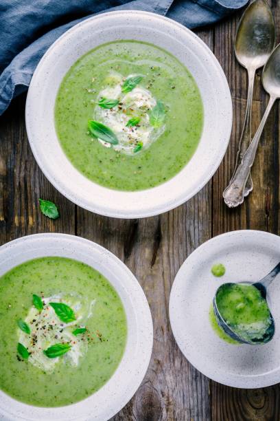 istock green vegetable cream soup puree with spinach and basil 852054668