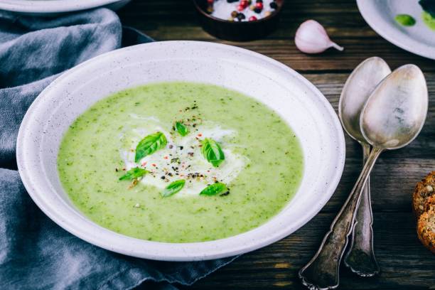 istock green vegetable cream soup puree with spinach and basil 852055194