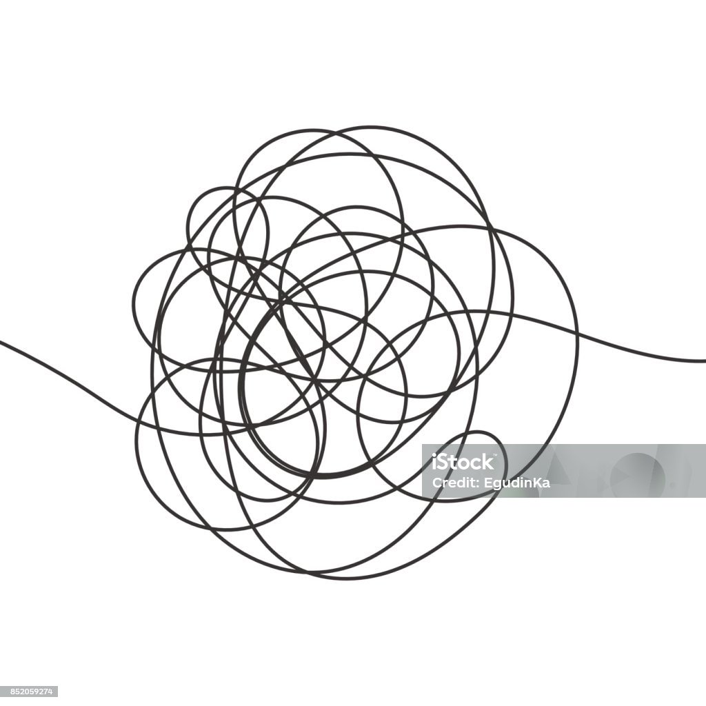 Hand drawn scrawl sketch Hand drawn scrawl sketch. Abstract scribble, chaos doodle. Vector illustration Isolated on white background Tangled stock vector