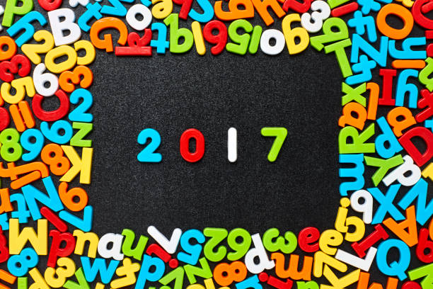 istock Overhead view of 2017 amidst colorful alphabets and numbers 852059876