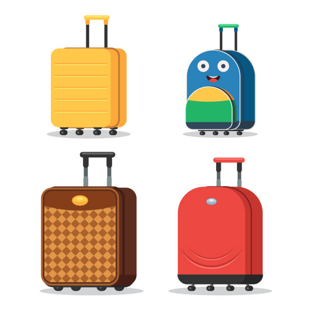 Set Of Suitcases Stock Illustration - Download Image Now - Suitcase, Cartoon,  Luggage - iStock