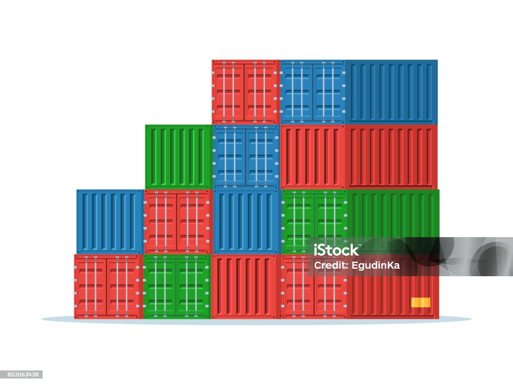 2 Stack Container Drawing Stack Of Cargo Containers Stock Illustration - Download Image Now ...