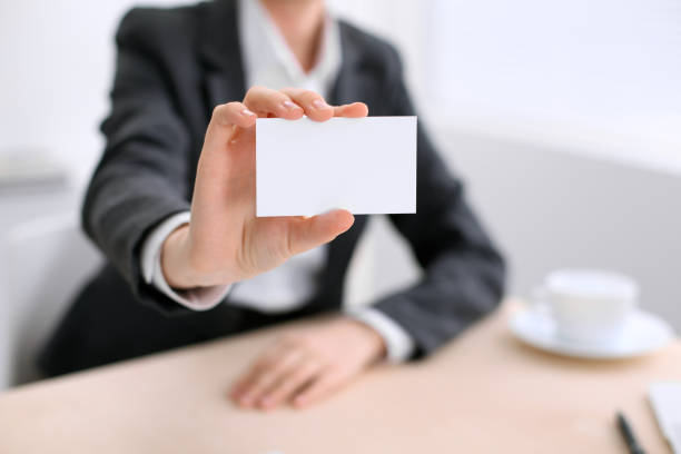 istock Business woman giving visit card 852063814