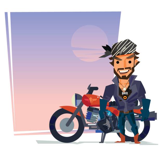 Biker Man With His Motorbike Vector Stock Illustration - Download Image Now  - AIDS, Care, Condom - iStock