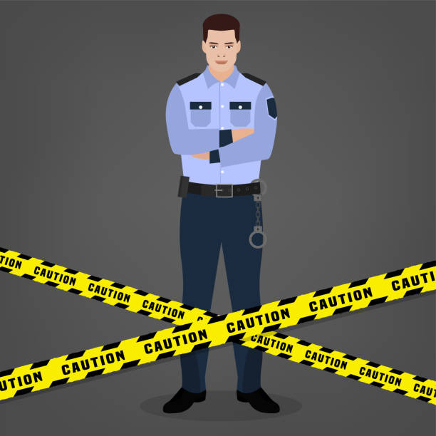 wizerunek policjanta - humor badge blue crime stock illustrations