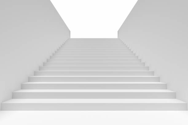 istock Long staircase in underground passage upward 852067860