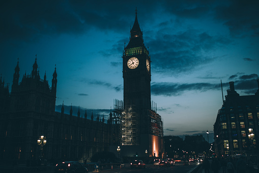 Big Ben Clock Tower in London, England at night
