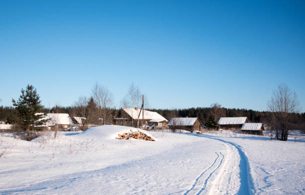 istock Winter landscape in the russian village 852074050