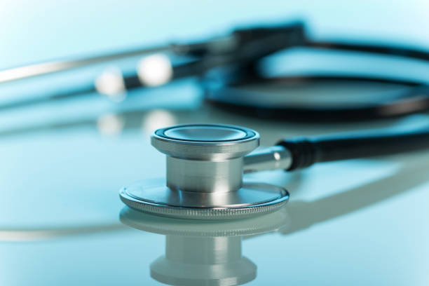 istock Medical stethoscope on a blue background. 852093738