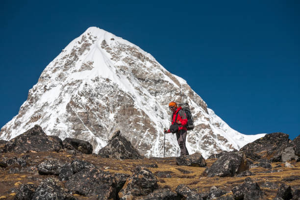 istock Trekker approaching PumoRi mountain in Khumbu valley on a way to Everest Base camp 852098776