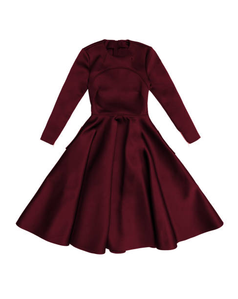istock elegant dark red satin evening dress with long sleeves 852100076