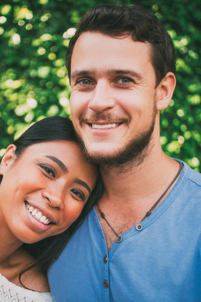 istock Happy Young Woman Leaning on Boyfriend Shoulder 852107064