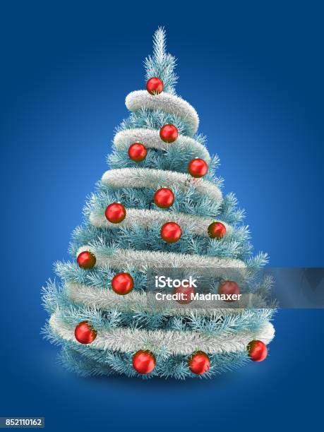 3d Blue Christmas Tree Stock Photo - Download Image Now - Blue, Blue Background, Calendar Date