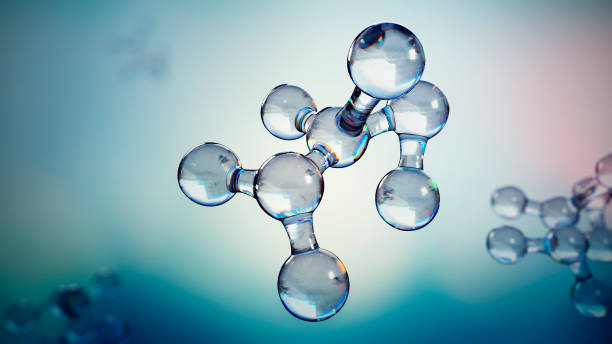 ciencia o antecedentes médicos con moléculas y átomos. - polímero fotografías e imágenes de stock