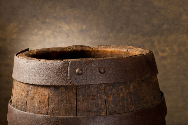 istock Old Wooden Beer Barrel on the Dark Background. 852110608
