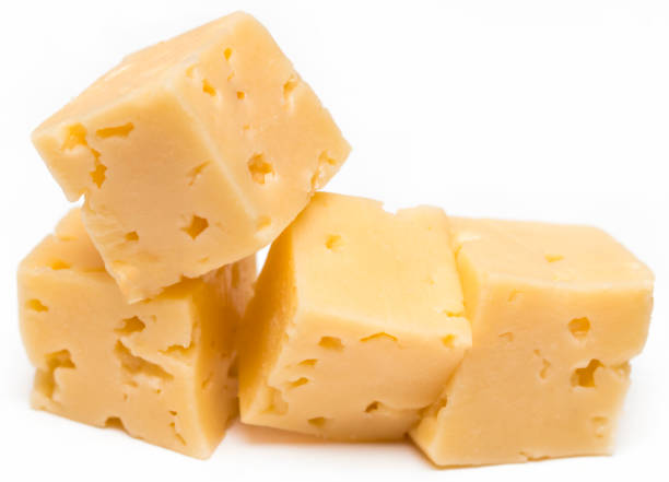 istock Cube of cheese isolated on a white background 852116240