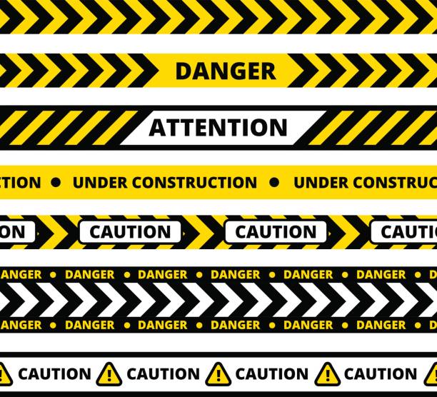 ilustrações de stock, clip art, desenhos animados e ícones de seamless pattern of yellow danger tape - confined space safety danger sign