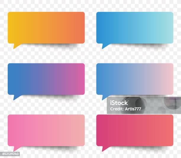 Set Of Gradient Color Speech And Thought Sticker Messages Tags Conversation Element For Design Modern Vector Illustration Stock Illustration - Download Image Now