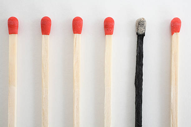 An unlit and burnt matches in a row  unlit match stock pictures, royalty-free photos & images