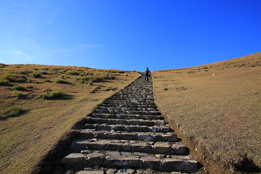 far step under the peak at Mount Wakakusa, city Nara, Japan