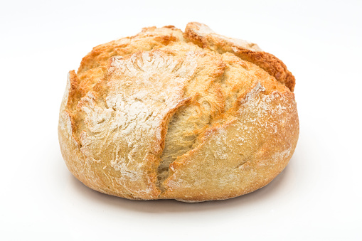 Freshly baked bread isolated on white background