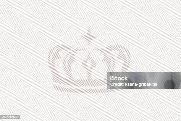 Certificate Texture Royal Crown Background With Thin Line Pattern Stock Illustration - Download Image Now