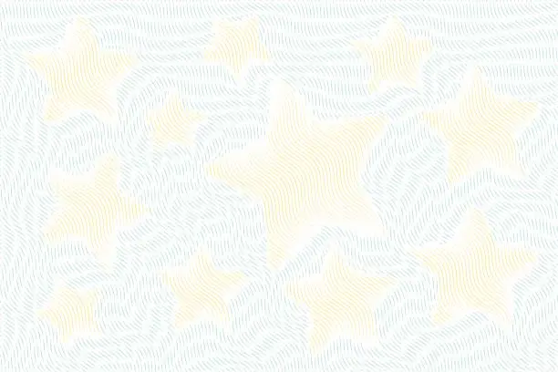 Vector illustration of Certificate texture. Sea stars with waves. Background with thin line pattern