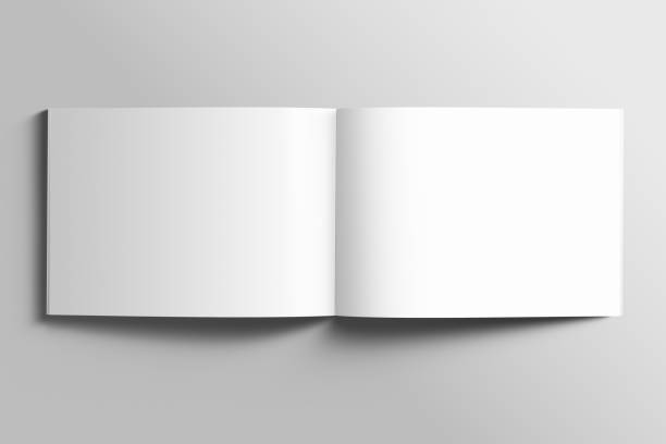 istock Blank A4 photorealistic landscape brochure mockup on light grey background. 852149134