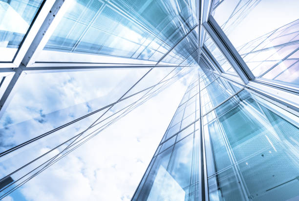 Bright future, finance buildings seen from below