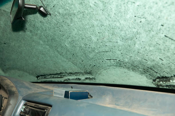 istock Interior windshield and dash of snowed in vehicle 852149468